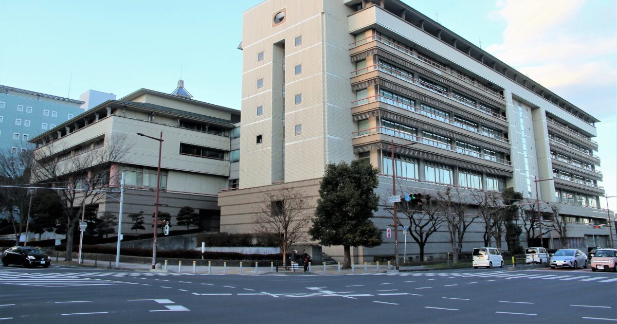 成田市の大型公共施設と交差点の街並み